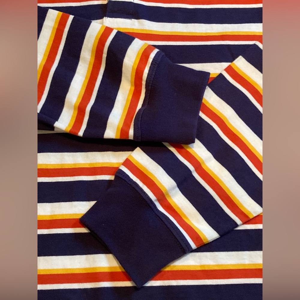 Finl365 Rugby Shirt Men’s Red White Blue Striped 90s Retro Preppy Size L - Picture 4 of 7